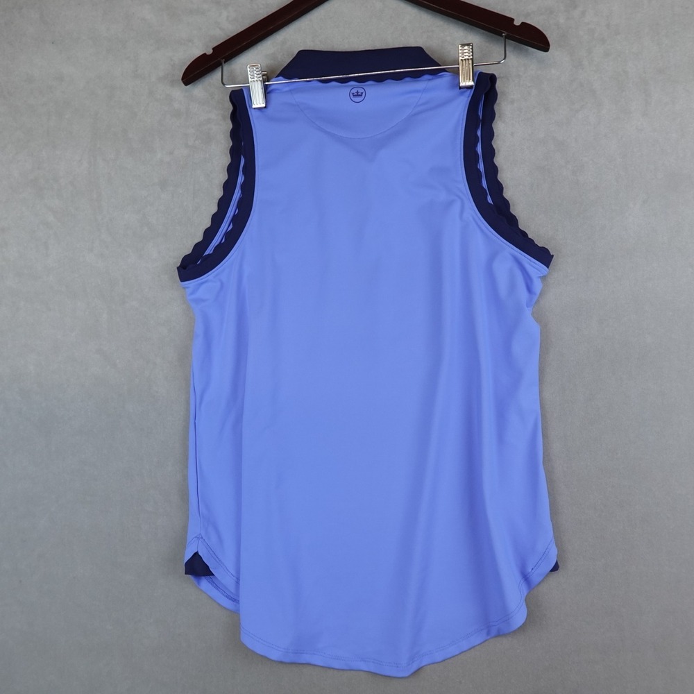 Peter Millar Golf Shirt Polo Womens Chest Logo Sleeveless Zip Large Blue - Picture 7 of 8
